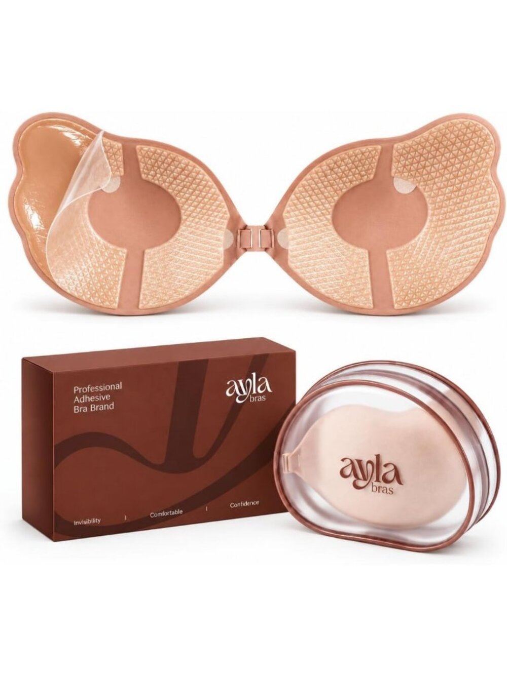Strapless Sticky Bra Push up, Breathable Adhesive Bra, Non Adhesive Center